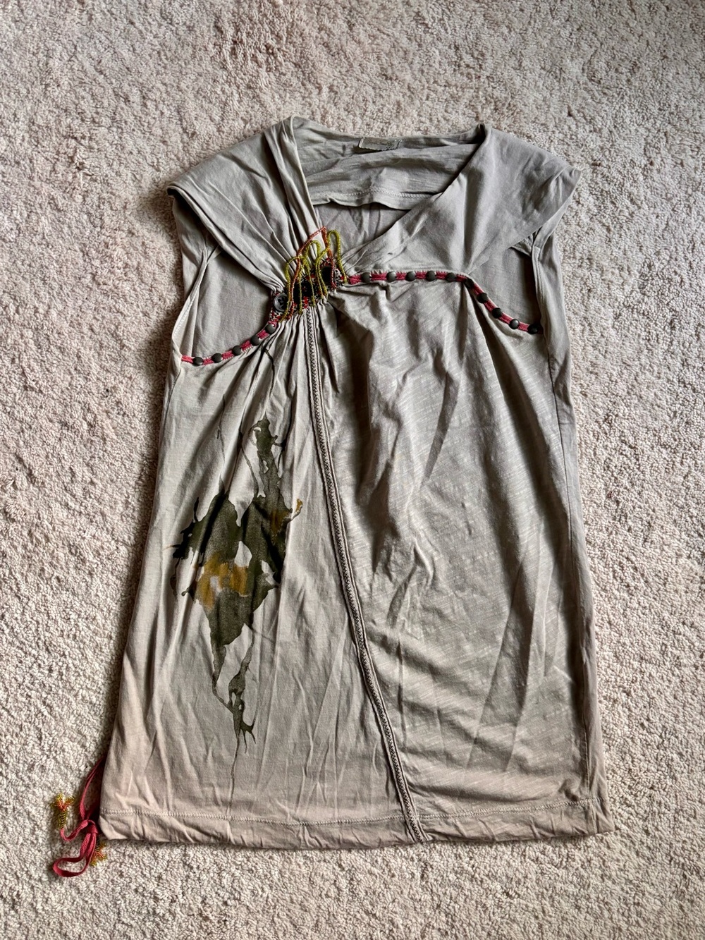Anvrdie Asymmetrical Sleeveless Embellished Tunic Top Size S